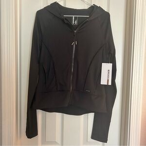 NWT MONDETTA Women's Black Full Zip-up Athleisure Jacket with Hood Size Small